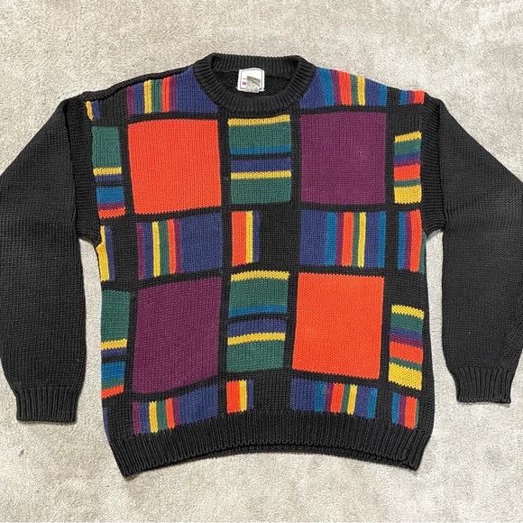 VTG Body Equip Knit Fisherman Sweater 90s Heavyweight Retro Ramie Cotton Size M - Picture 1 of 9